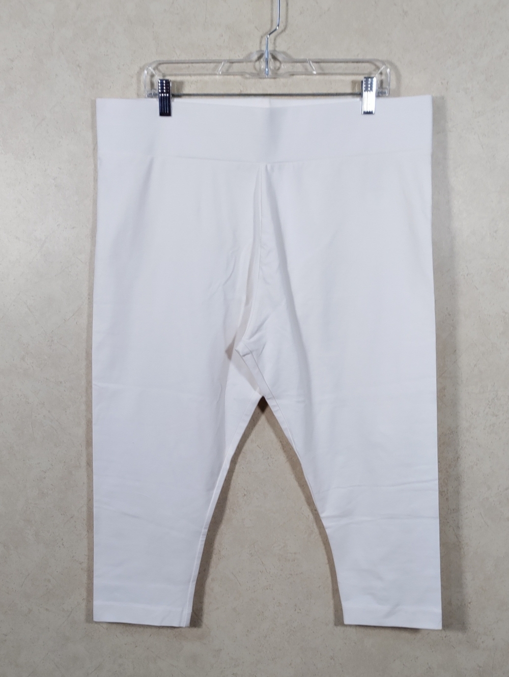 I132 LOGO Layers Cream Mostly Cotton Cropped Leggings 1X NEW